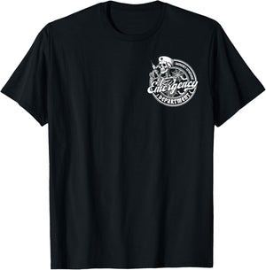 Emergency Department Skeleton ER Nurse Halloween 2 Sided T-Shirt - T-Shirt | Black
