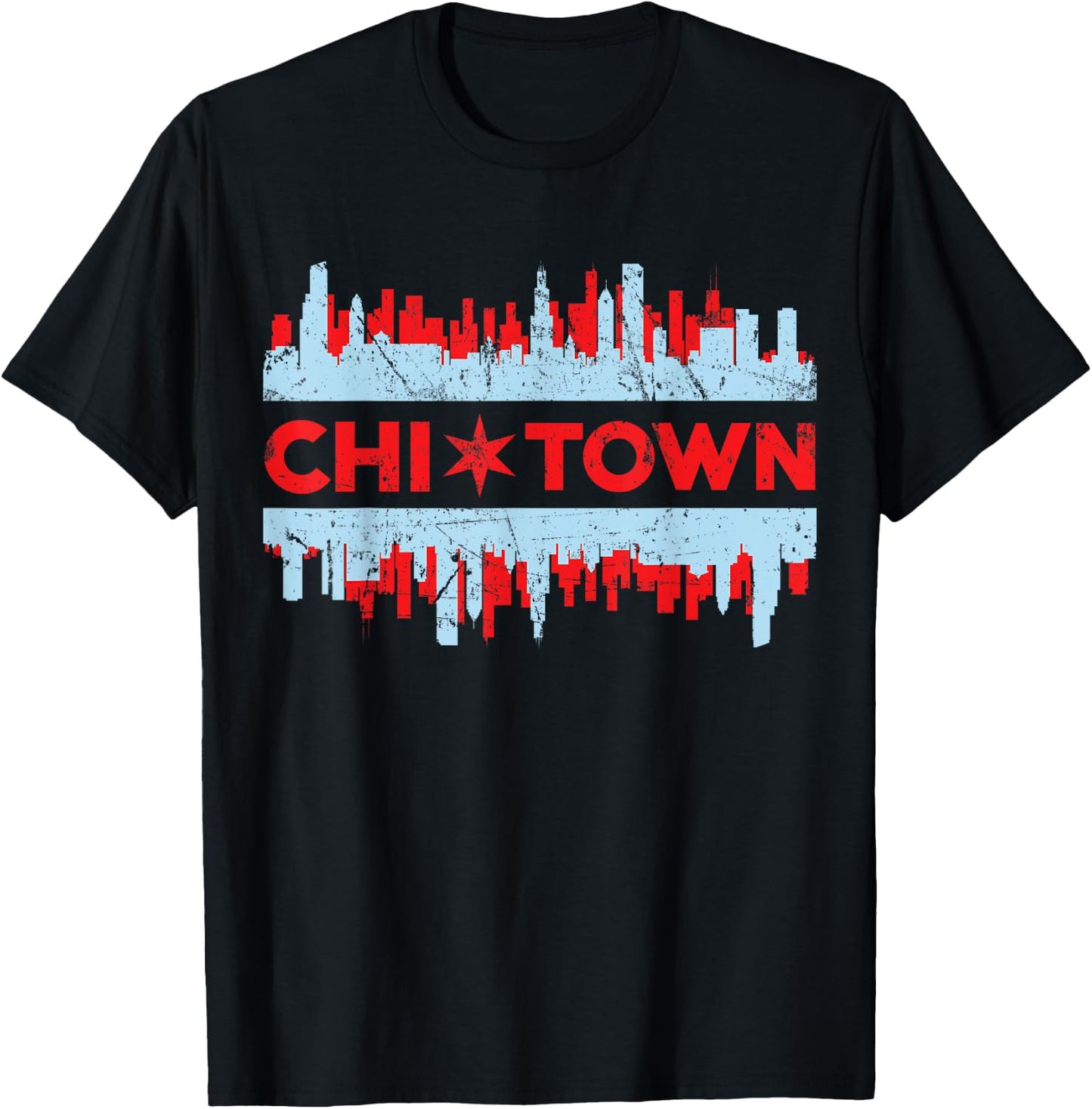 Chicago Chi Town Flag Skyline T-Shirt - T-Shirt | Black