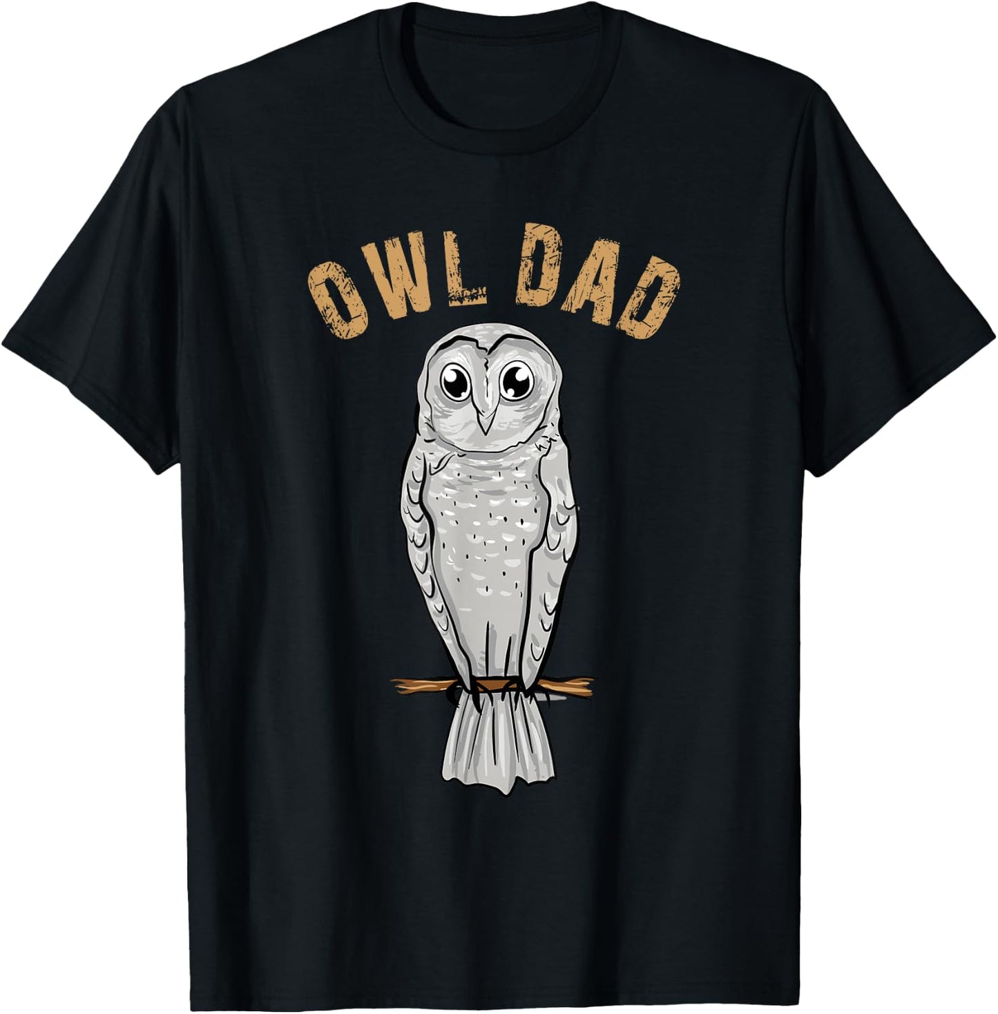 Owl Dad Lover Illustration Gift Owls Owner Gifts T-Shirt - T-Shirt | Black