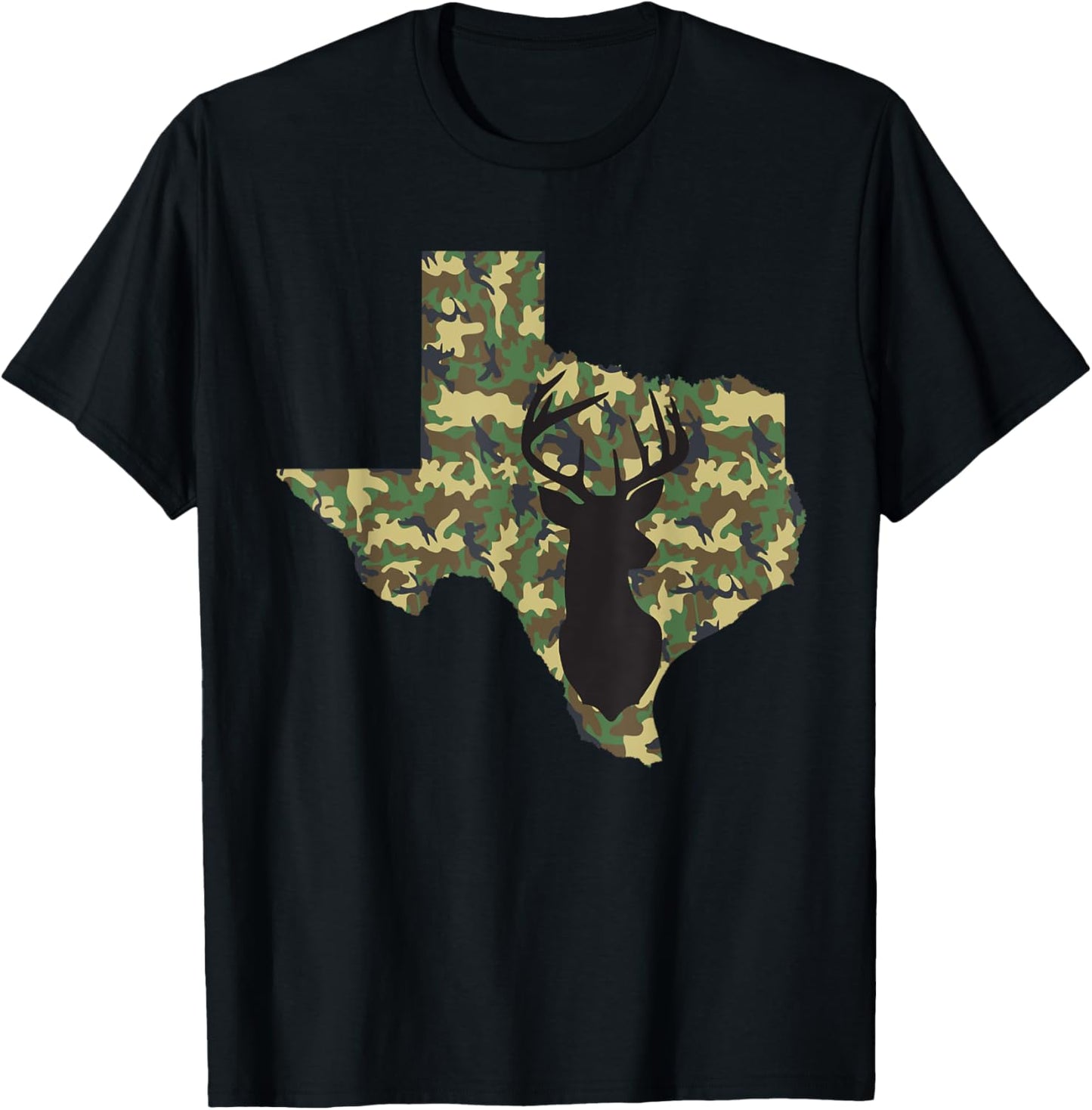 Deer Hunter Camouflage Hunting Safety Orange State Texas T-Shirt - T-Shirt | Black