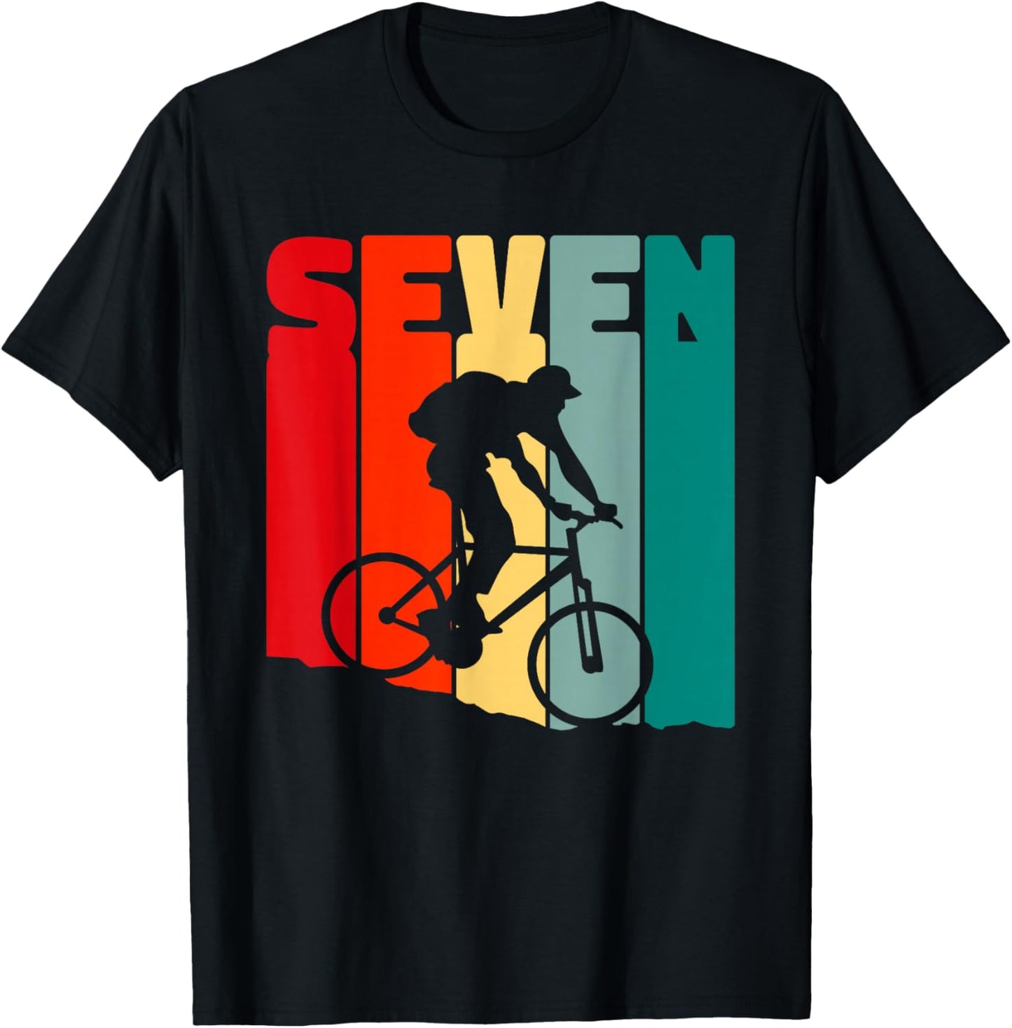 7th Years Mountain Bike Cyclist 7th Birthday Boys Bike T-Shirt - T-Shirt | Black