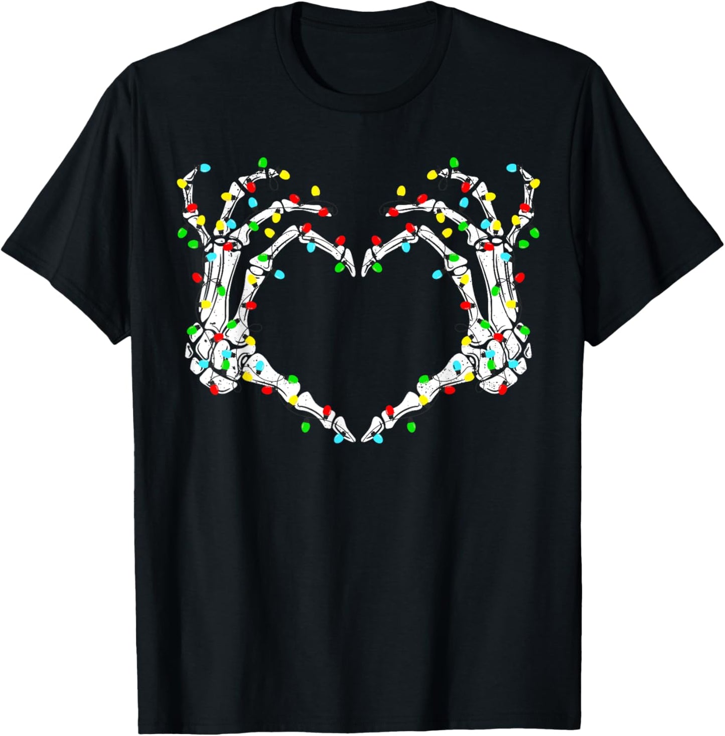 Skeleton Hands Heart Sign Light Christmas Costume Women Girl T-Shirt - T-Shirt | Black