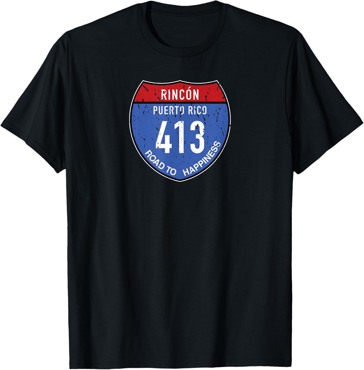 Rincón Puerto Rico | Road to Happiness 413 T-Shirt - T-Shirt | Black
