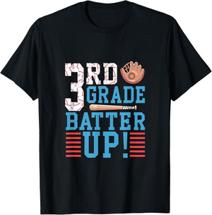 3rd Grade Back To School Shirt 3rd Grade Batter Up Baseball T-Shirt - T-Shirt | Black