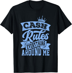 Concrete And Luxury Cash Rules University Blue T-Shirt - T-Shirt | Black