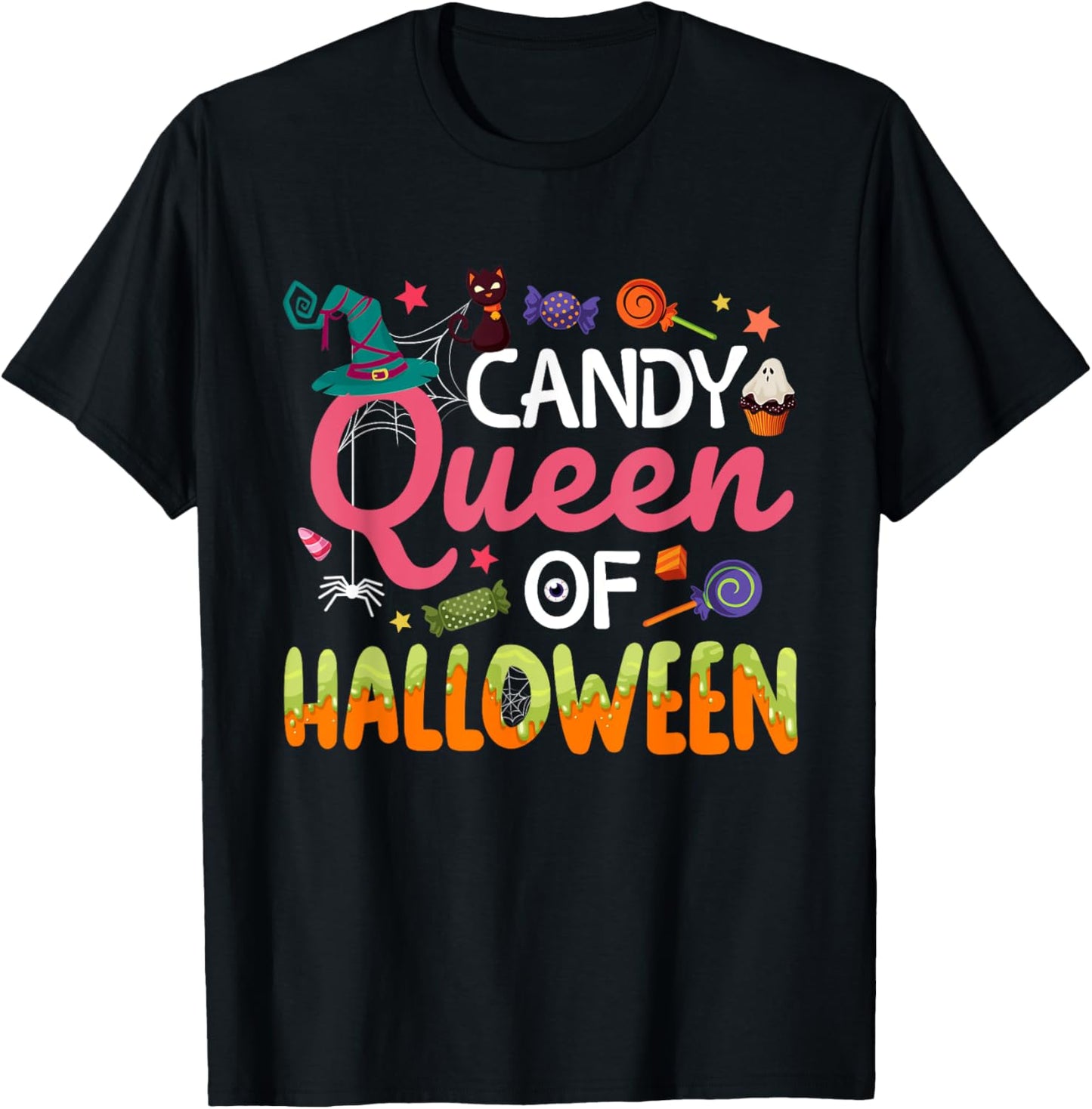 Candy Queen Of Halloween Costume Trick Or Treat Candies T-Shirt - T-Shirt | Black