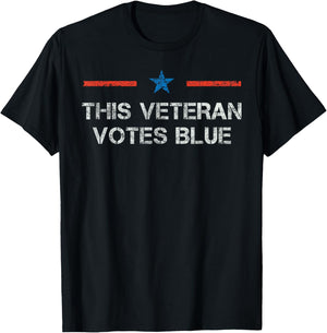 This Veteran Votes Blue Retired Military Voting Biden 2020 T-Shirt - T-Shirt | Black