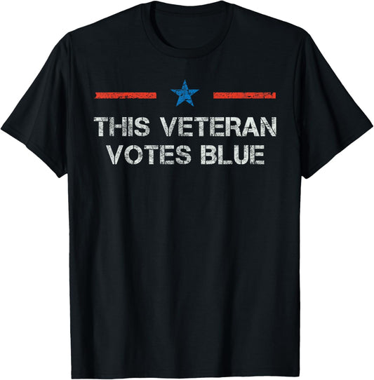 This Veteran Votes Blue Retired Military Voting Biden 2020 T-Shirt - T-Shirt | Black