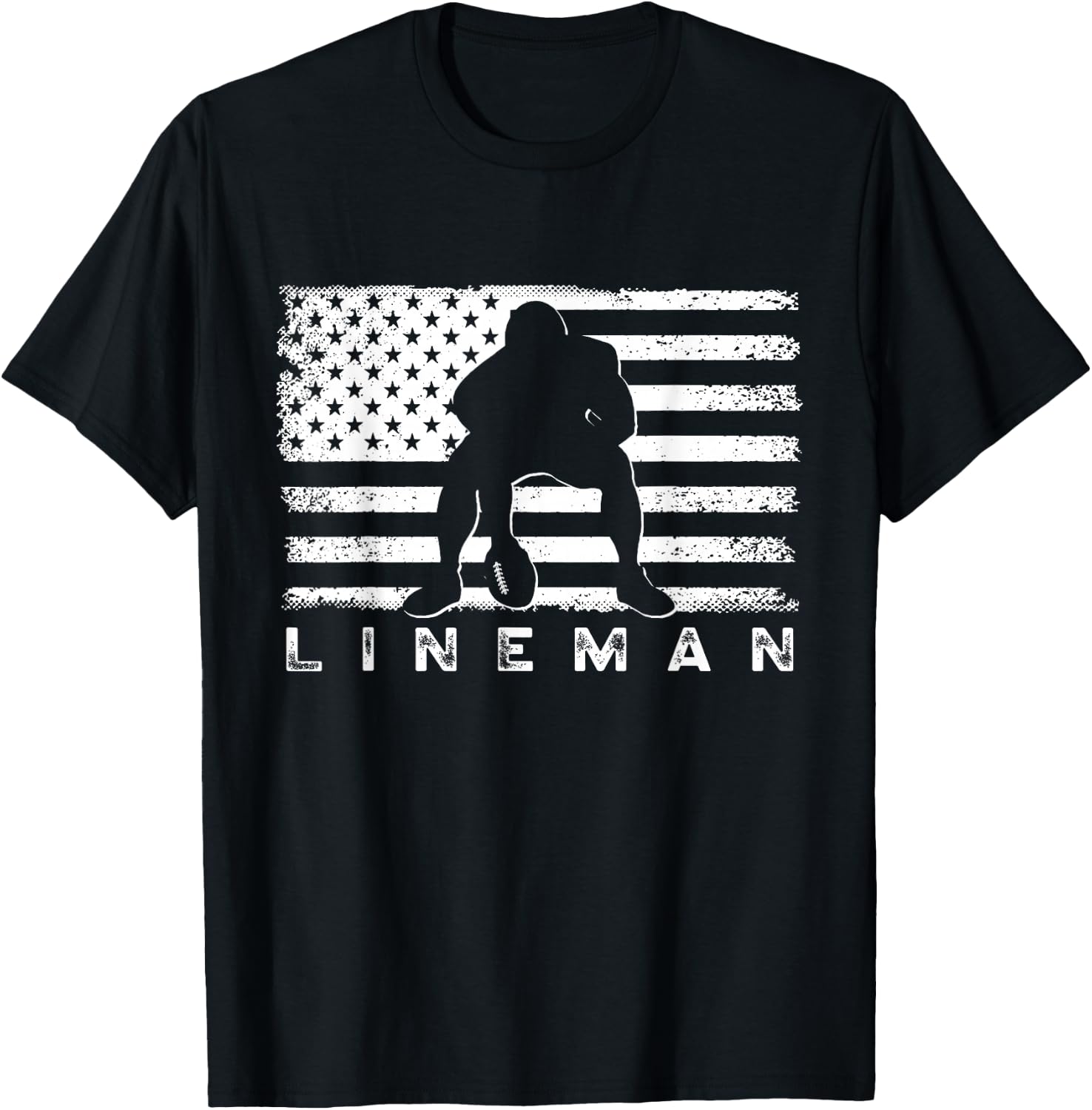 American Football Lineman Offensive Player USA Flag Football T-Shirt - T-Shirt | Black
