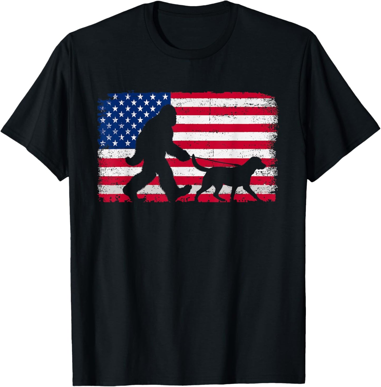 Retro Labrador Retriever 4th of July American Flag Patriotic Women Kids Men T-Shirt - T-Shirt | Black