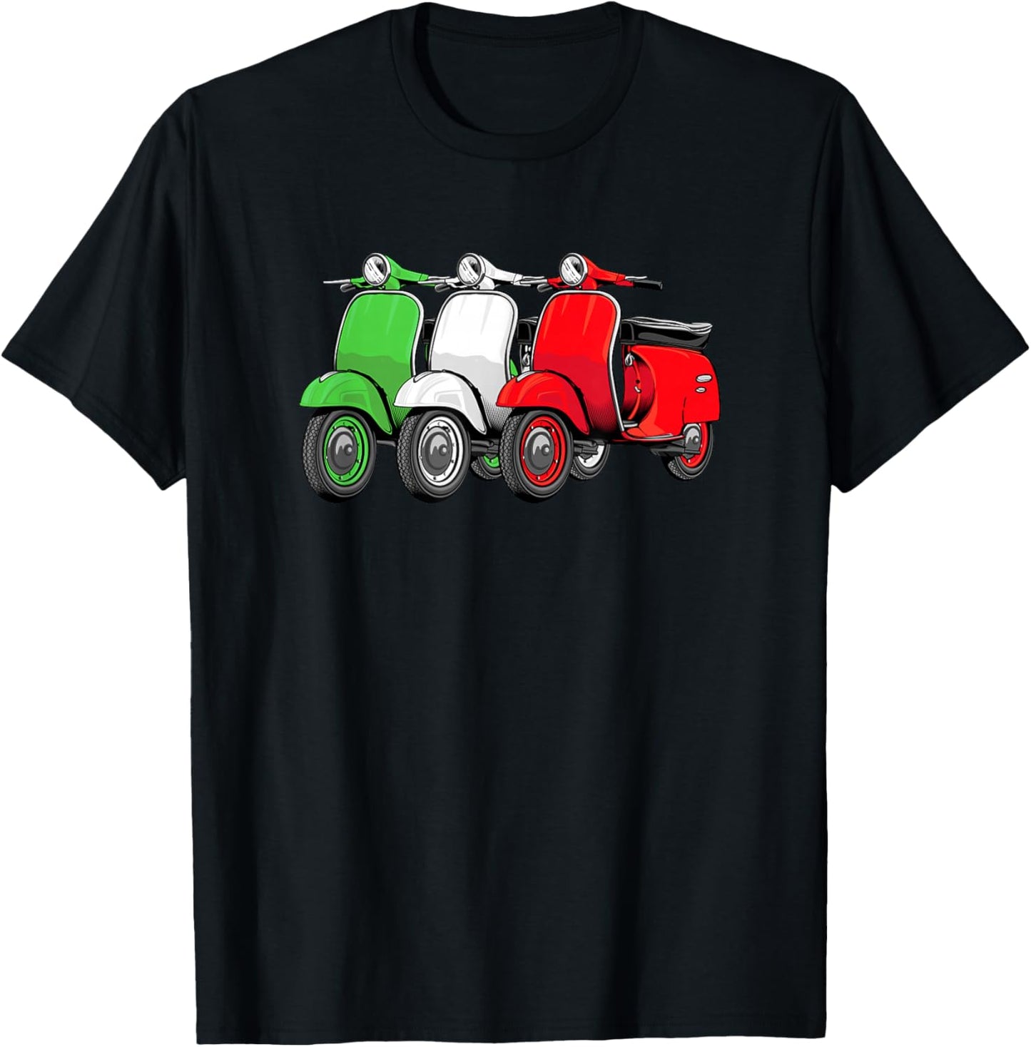 Scooter Bike Motorbike Scoot - Italy Flag Moped Scooter T-Shirt - T-Shirt | Black