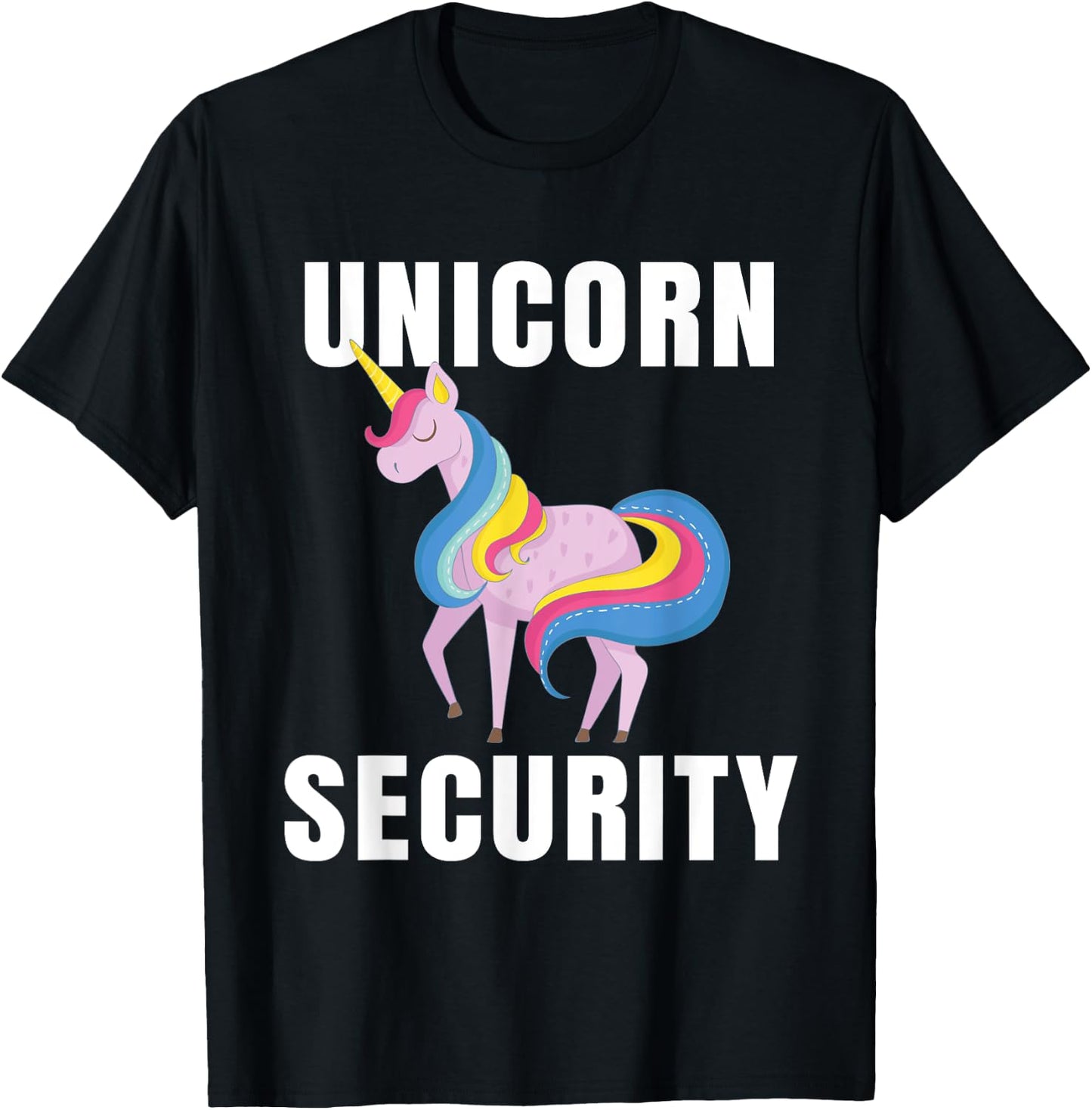 Funny Graphic Rainbow Unicorn Security Gift Design for Love T-Shirt - T-Shirt | Black