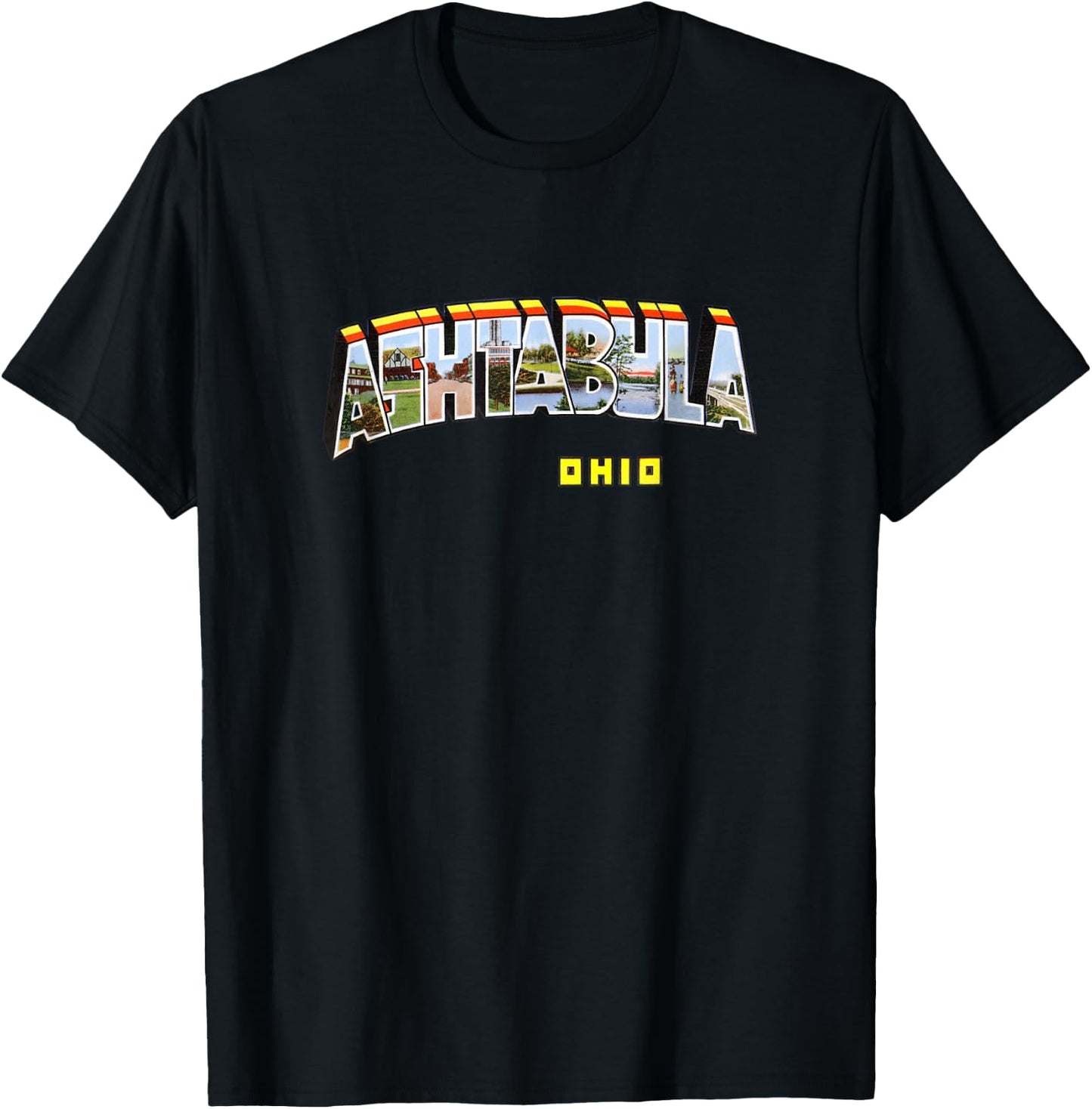 Ashtabula Ohio OH Retro Vintage Souvenir T Shirt T-Shirt - T-Shirt | Black