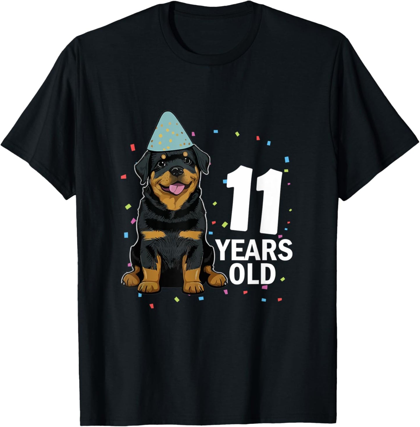 11 Years Old Birthday Rottweiler Dog Lover 11th Party Kid T-Shirt - T-Shirt | Black
