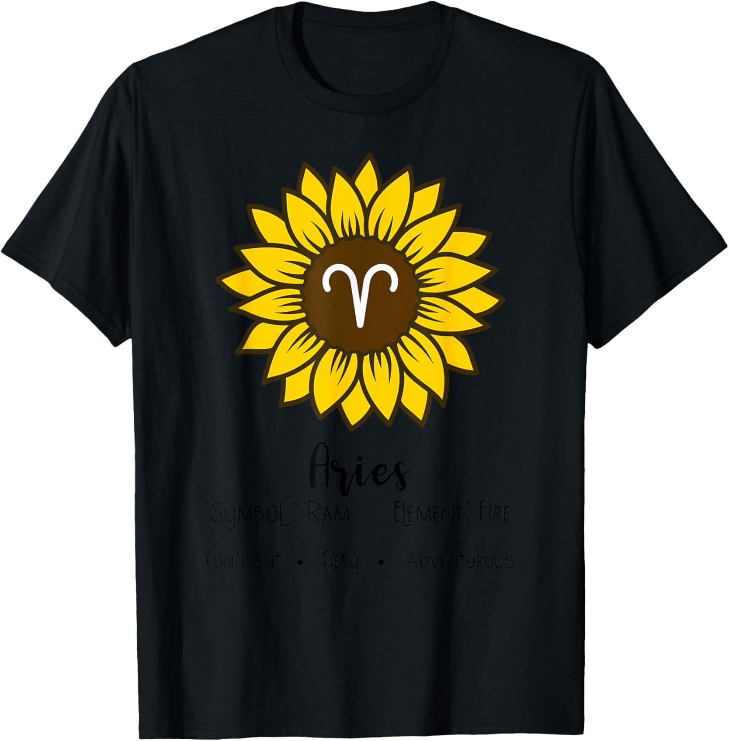 Sunflower Aries Birthday Horoscope Zodiac Astrology Women T-Shirt - T-Shirt | Black