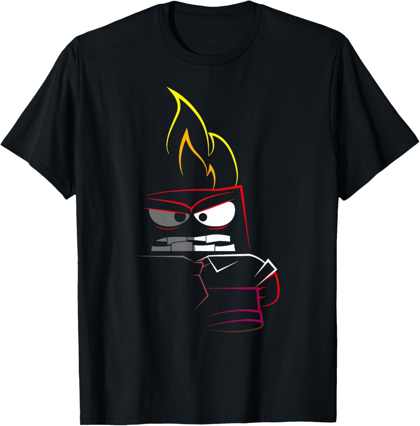 Disney Pixar Inside Out Fired Up Anger Outline Faded T-Shirt - T-Shirt | Black