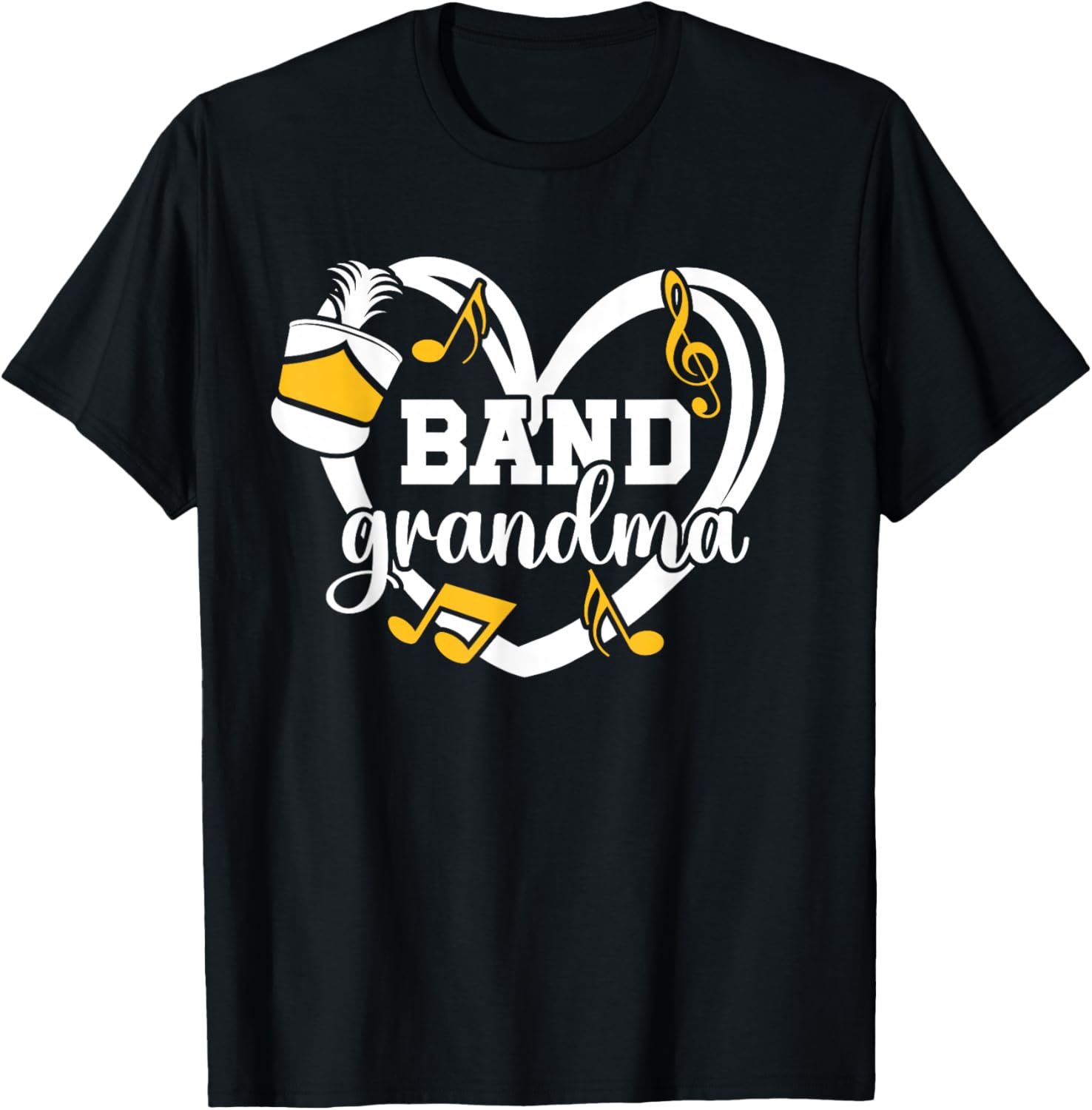 Band Grandma Heart Marching Band Grandma T-Shirt - T-Shirt | Black