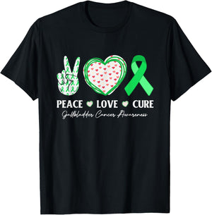 Peace Love Cure Gallbladder Cancer Awareness Men T-Shirt - T-Shirt | Black
