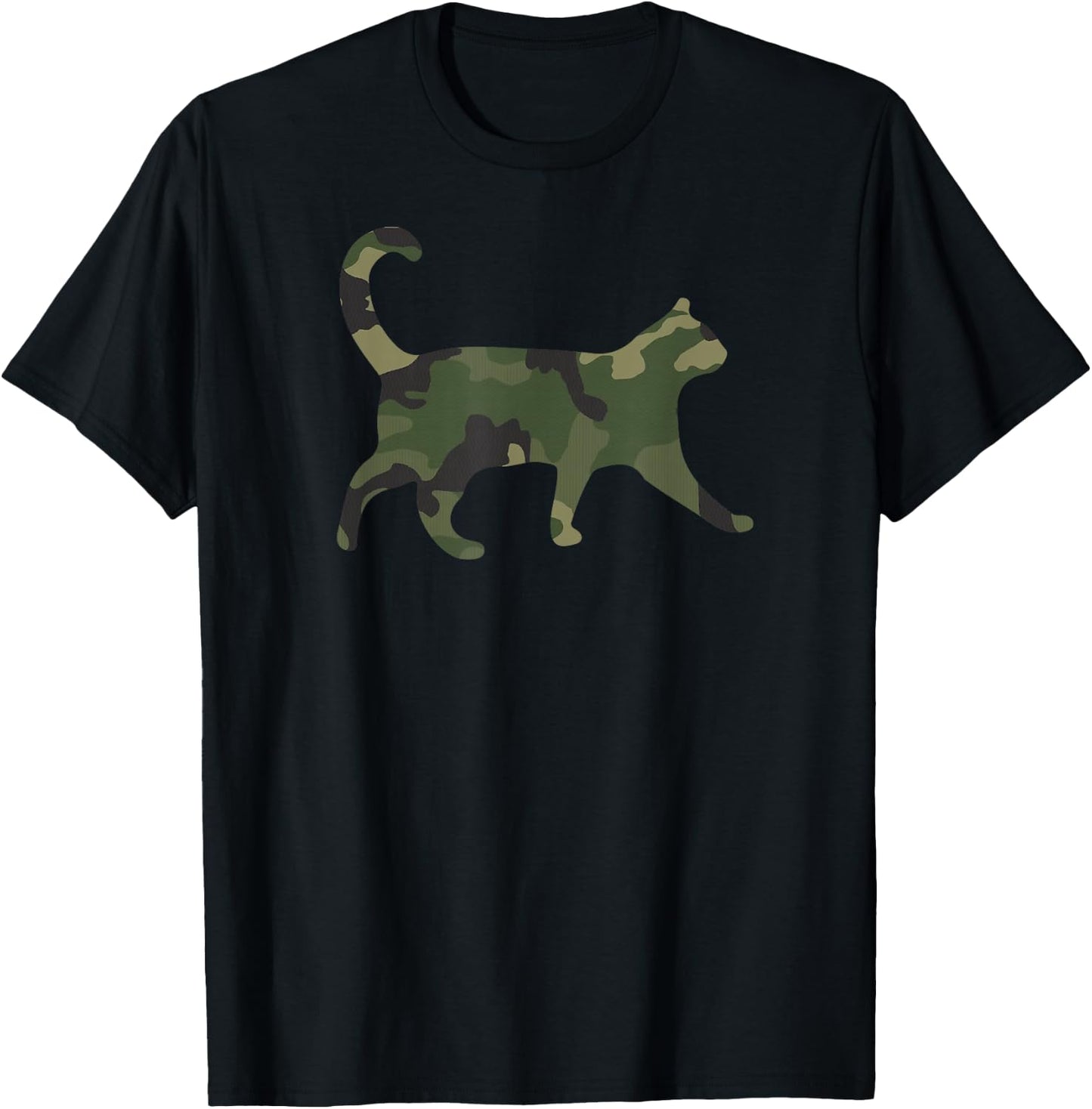 Camo Cat Funny Camouflage Pattern Army Military Colors Cat T-Shirt - T-Shirt | Black