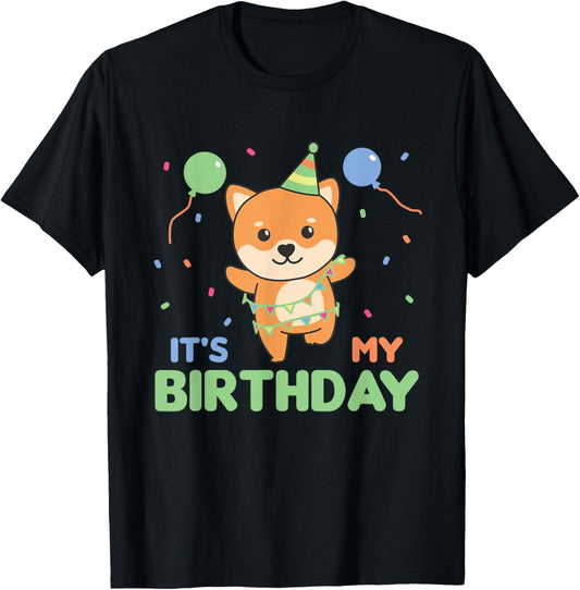 Birthday Shiba Inu For Kids It's My Birthday T-Shirt - T-Shirt | Black