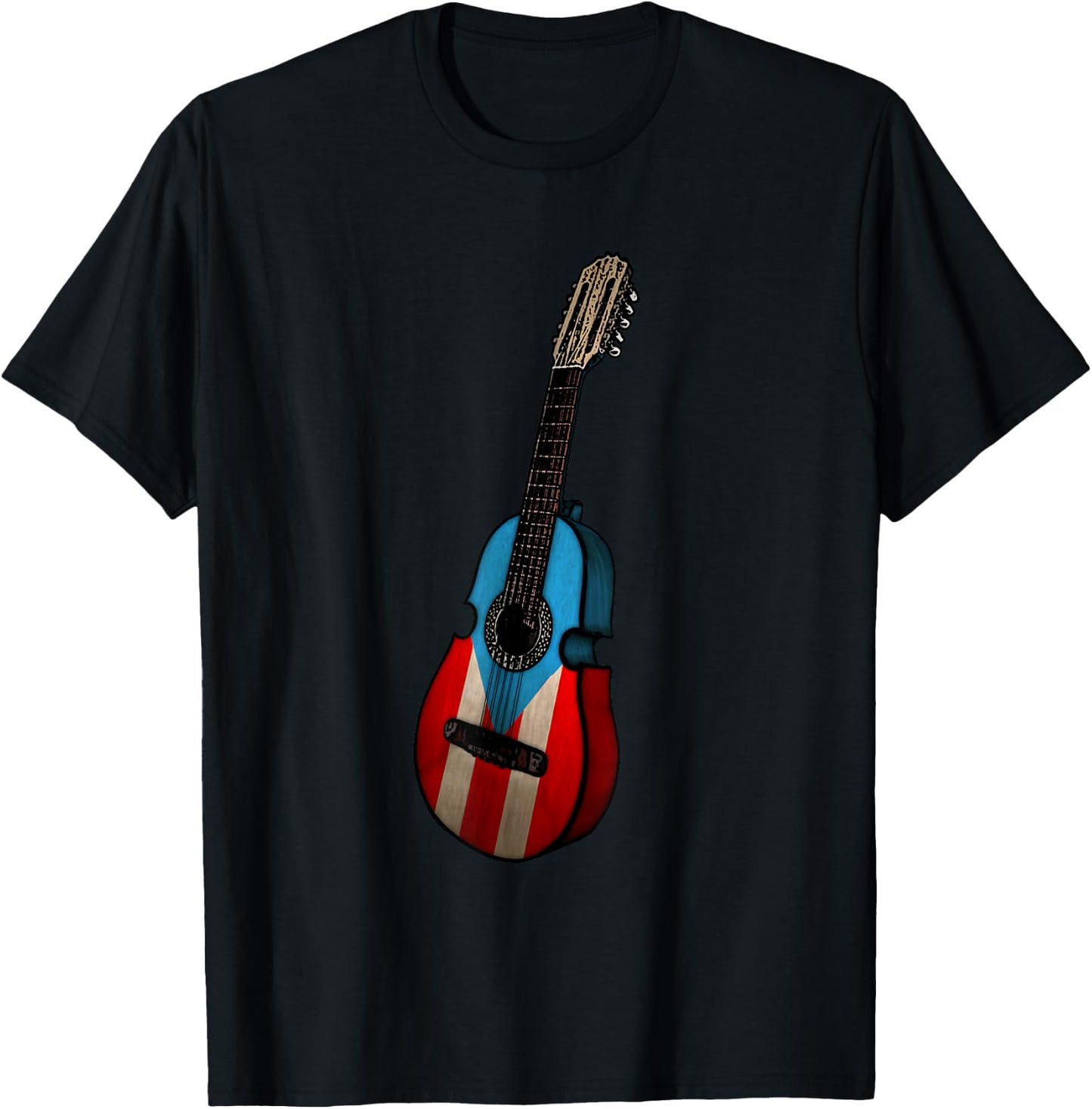 Puerto Rican Flag Cuatro Boricua T-Shirt - T-Shirt | Black