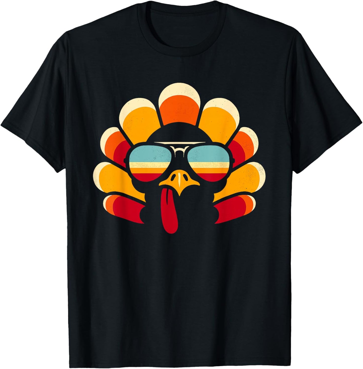 Thanksgiving Turkey Face, Men Women Boys, Funny Thanksgiving T-Shirt - T-Shirt | Black