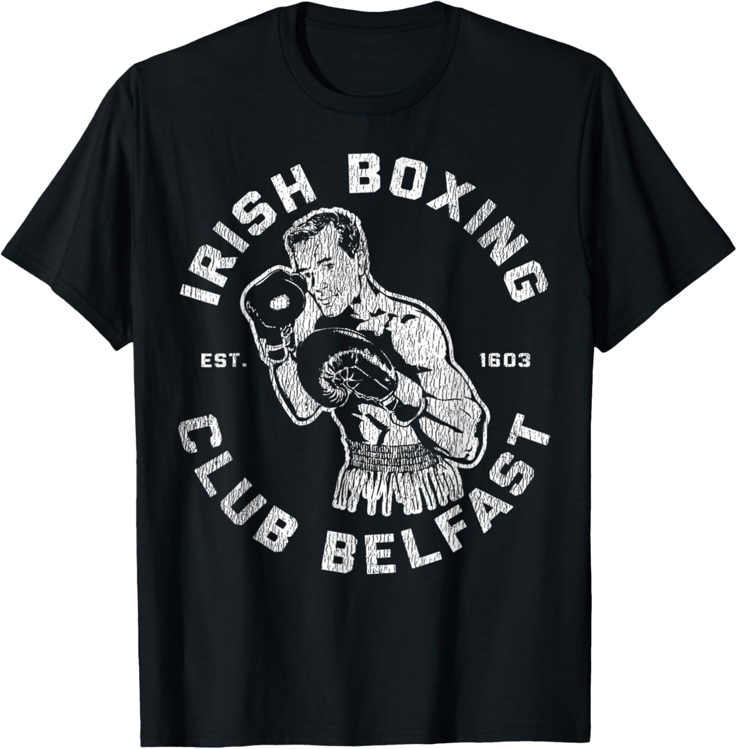 Vintage Irish Boxing Club Belfast Est. 1603 Men Boxer T-Shirt - T-Shirt | Black