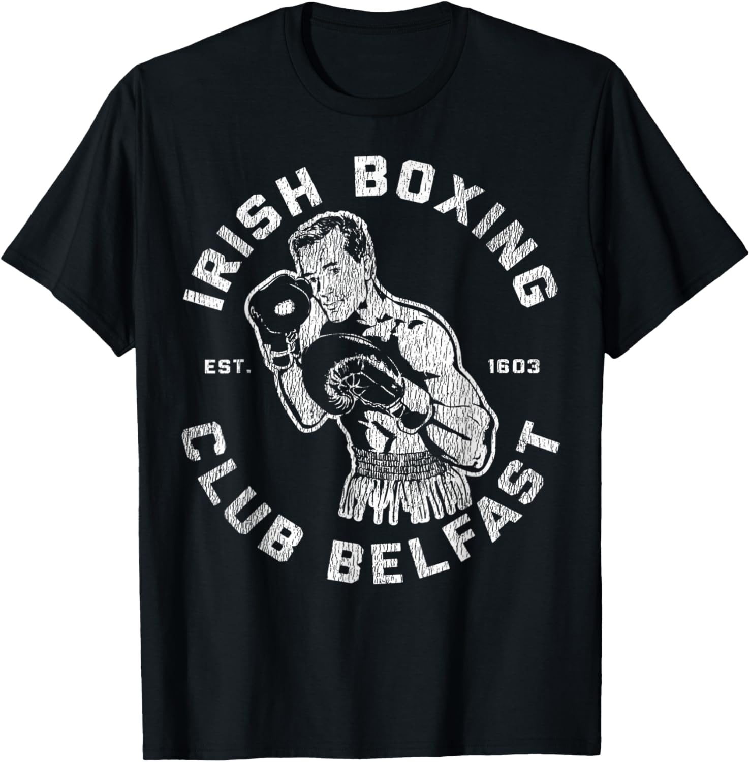 Vintage Irish Boxing Club Belfast Est. 1603 Men Boxer T-Shirt - T-Shirt | Black
