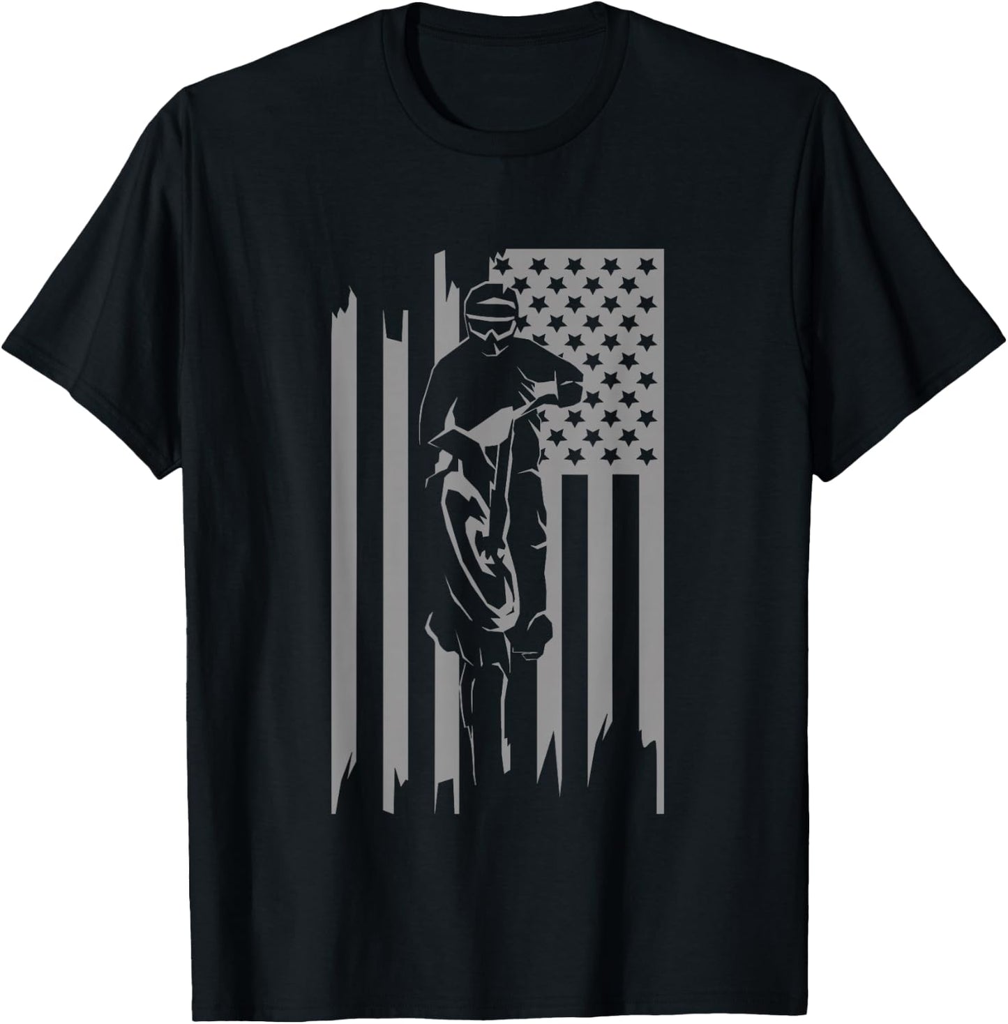 American Flag Motocross Apparel - Motocross Dirt Bike T-Shirt - T-Shirt | Black