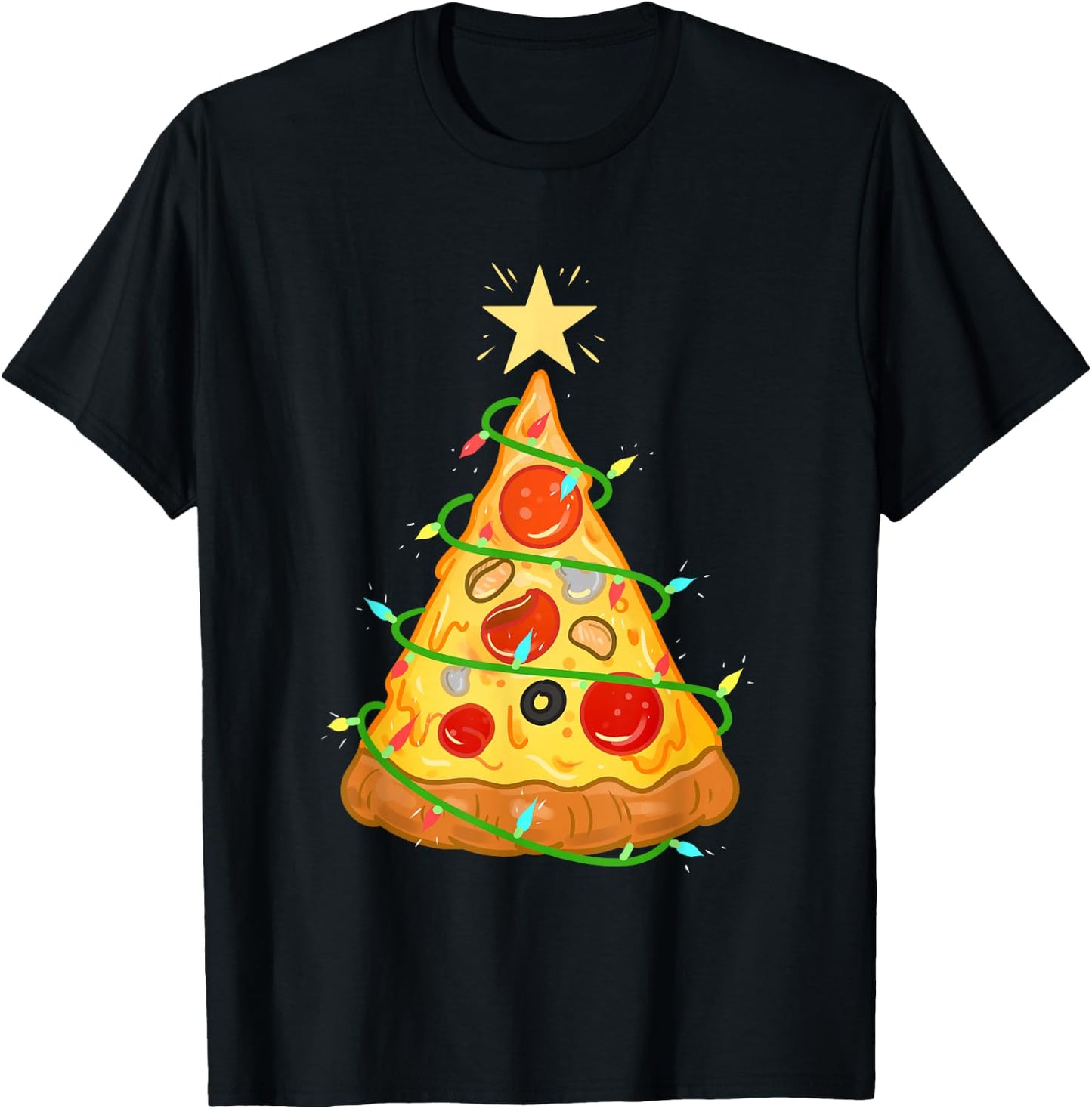 Pizza Christmas Tree Pizza Lover Gift T-Shirt - T-Shirt | Black