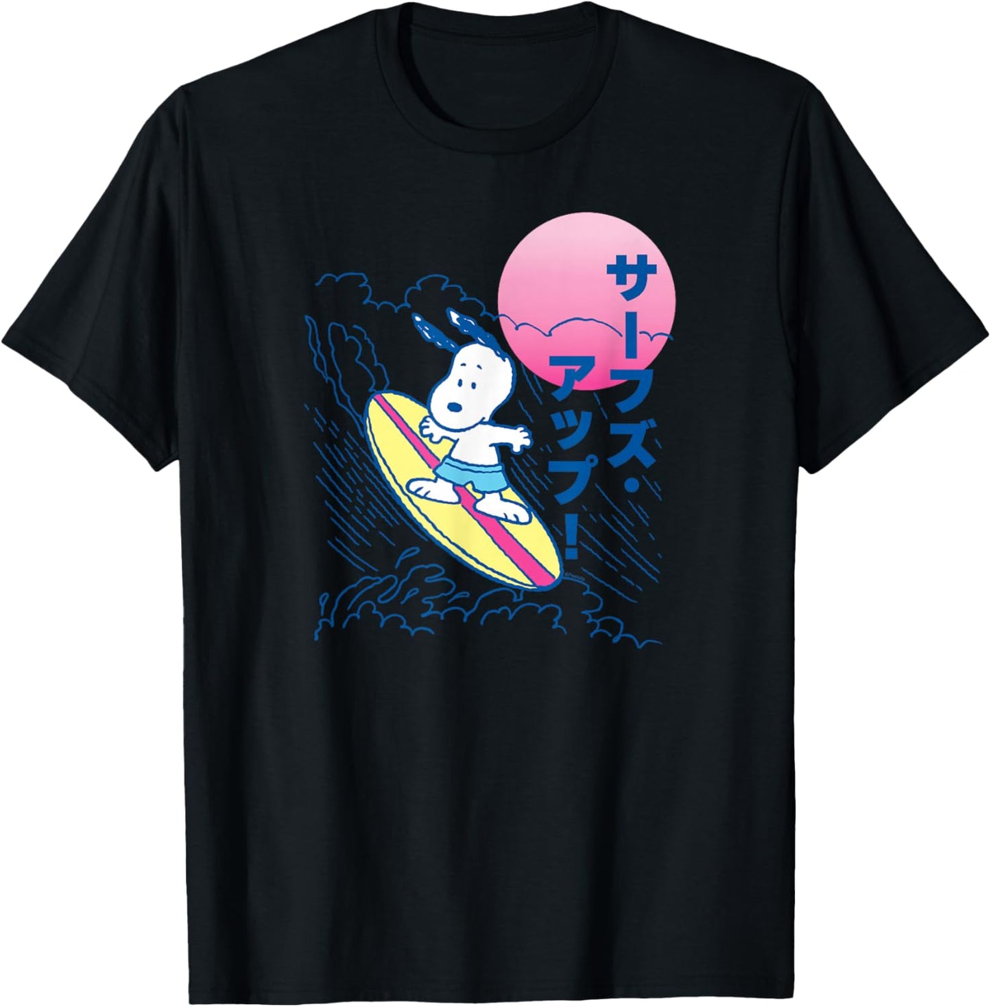 Peanuts - Snoopy Surf Kanji T-Shirt - T-Shirt | Black