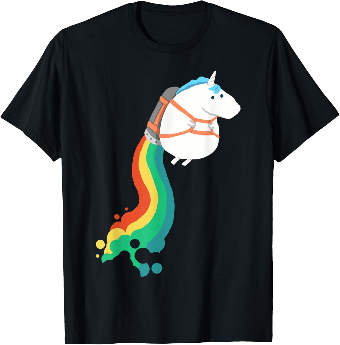 Chubby Unicorn Rainbow Jetpack T-Shirt - T-Shirt | Black