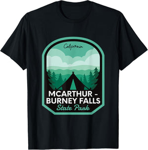 McArthur Burney Falls State Park CA Camping T-Shirt - T-Shirt | Black