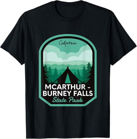 McArthur Burney Falls State Park CA Camping T-Shirt - T-Shirt | Black