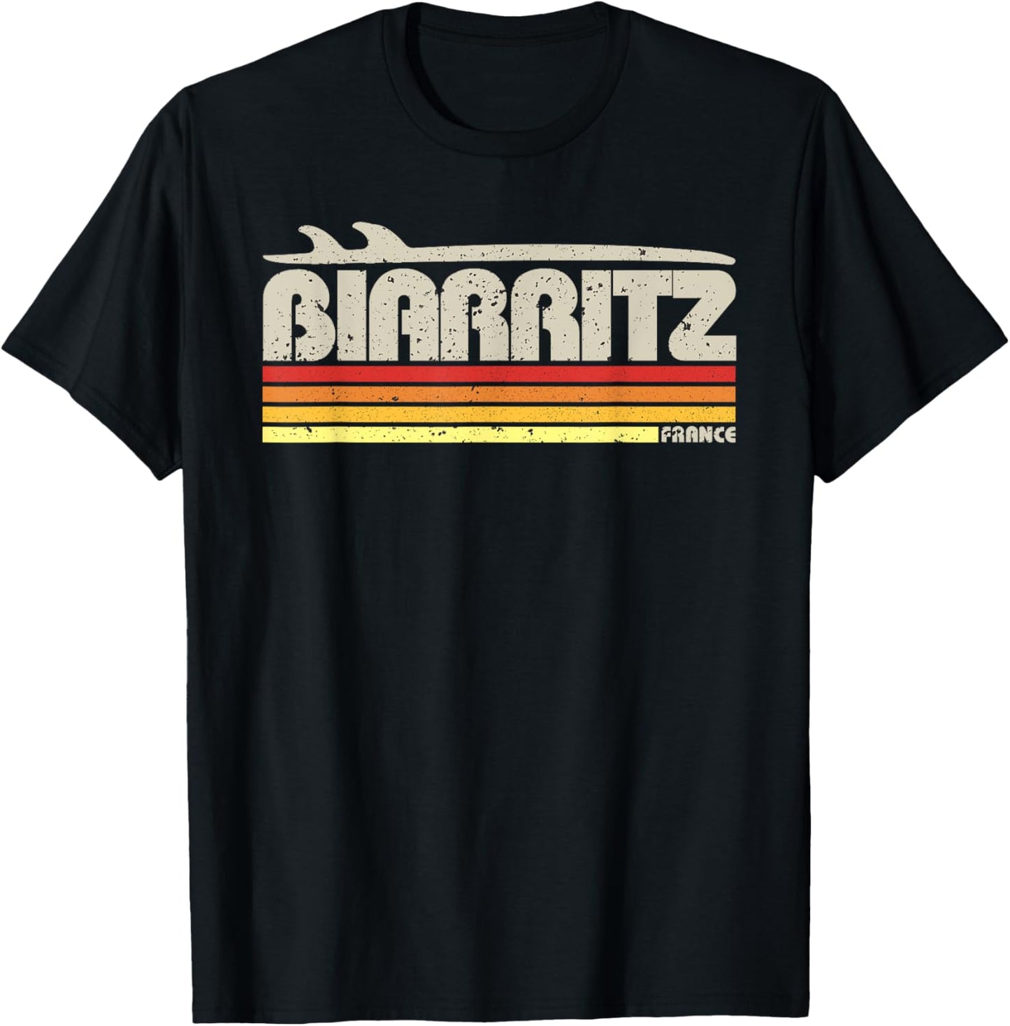 Biarritz France - Retro Surf Paradise T-Shirt - T-Shirt | Black
