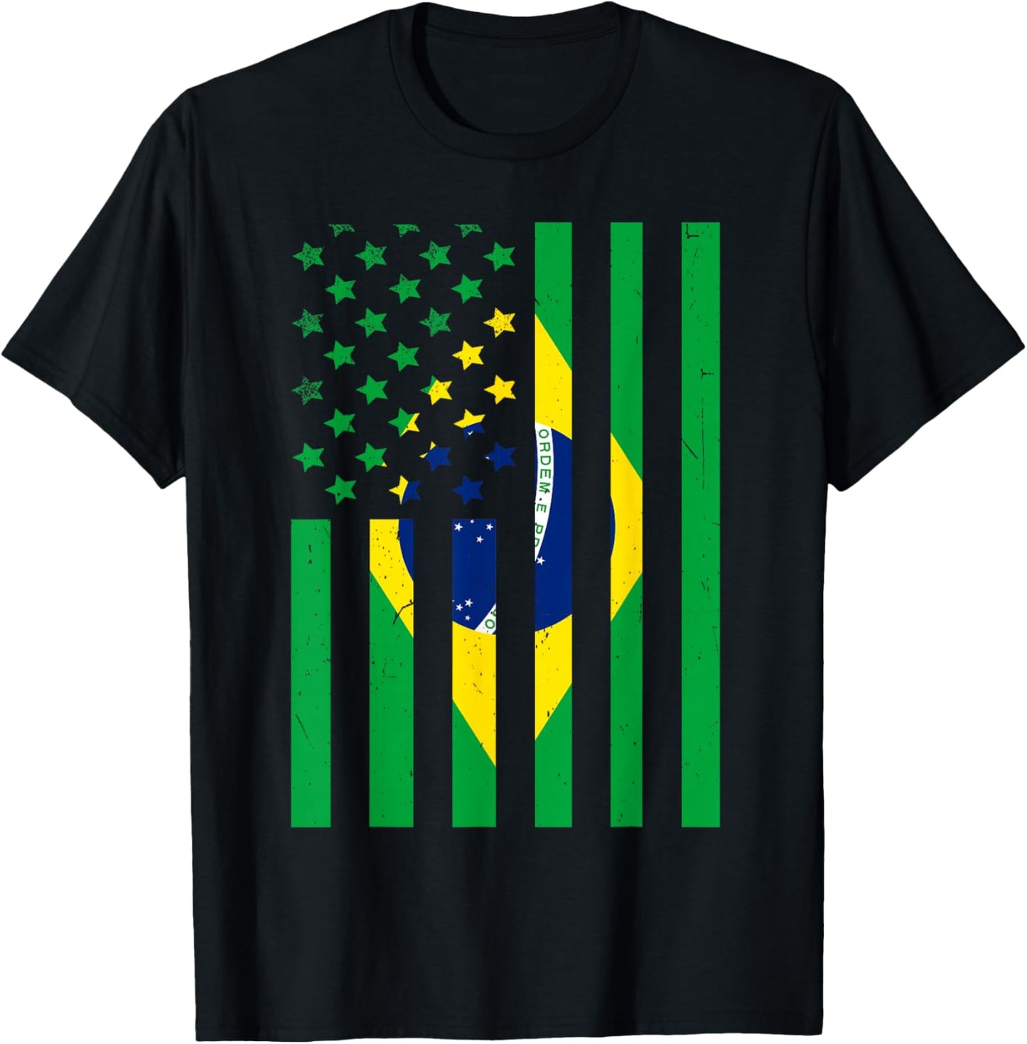 Brazil American USA Flag Brazilian Pride T-Shirt - T-Shirt | Black