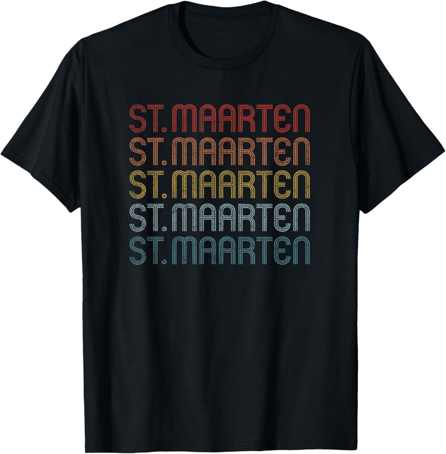 St Maarten Colorful Throwback Letter Souvenir T-Shirt - T-Shirt | Black