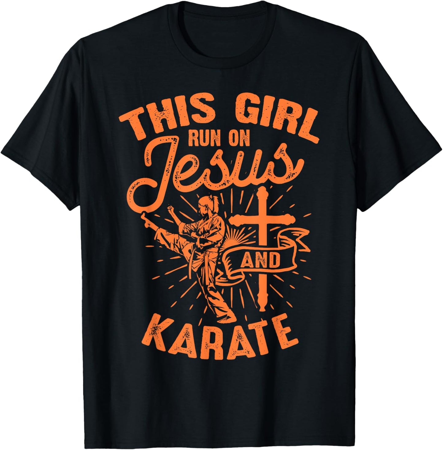 Funny Jesus Karate Gift Girl Christian Martial Art Lover T-Shirt - T-Shirt | Black
