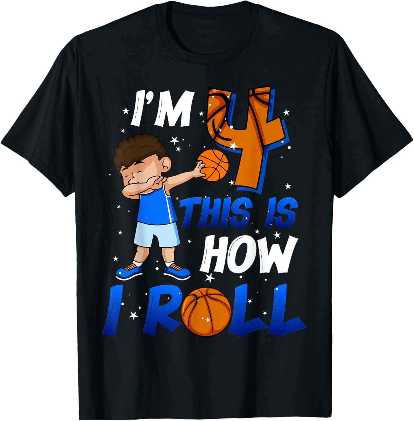 4th Birthday Outfit Boy Basketball 4 Year Old Cool B-Day T-Shirt - T-Shirt | Black