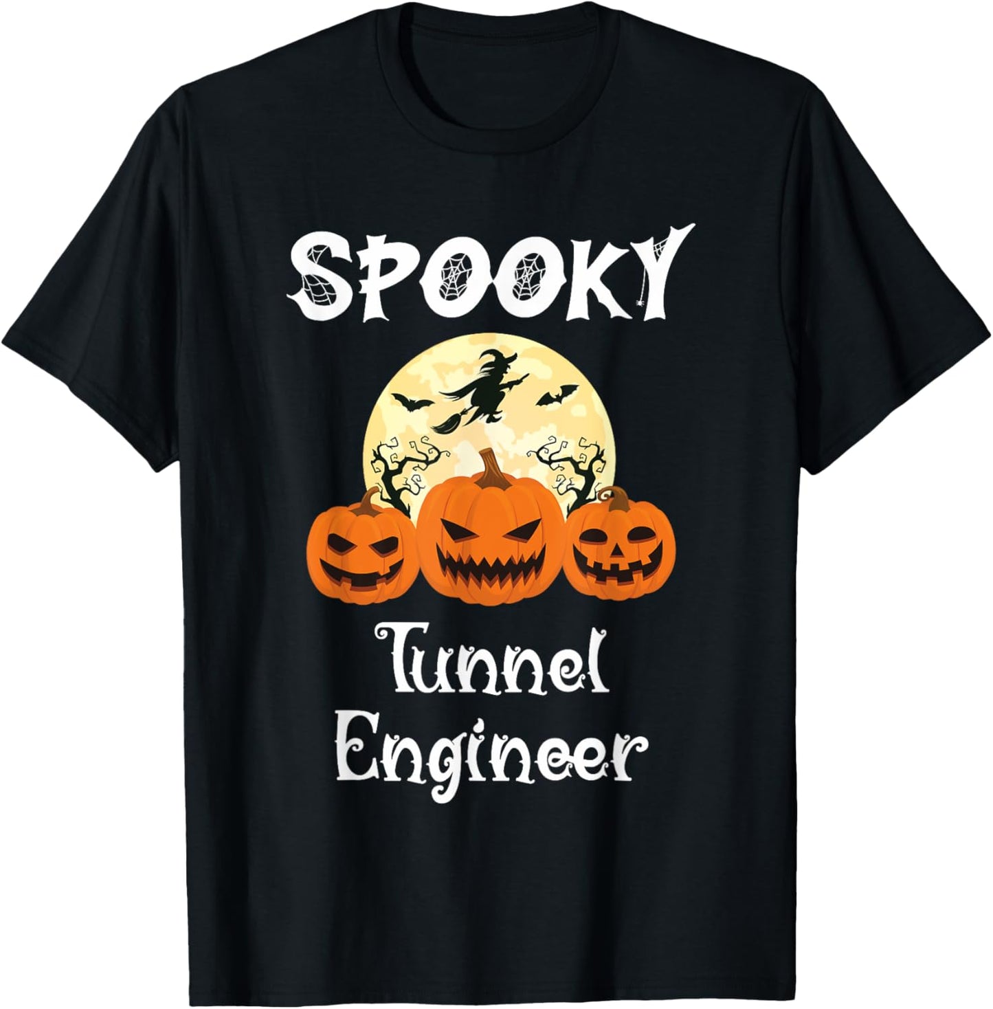 Spooky Tunnel Engineer Funny Halloween T-Shirt - T-Shirt | Black