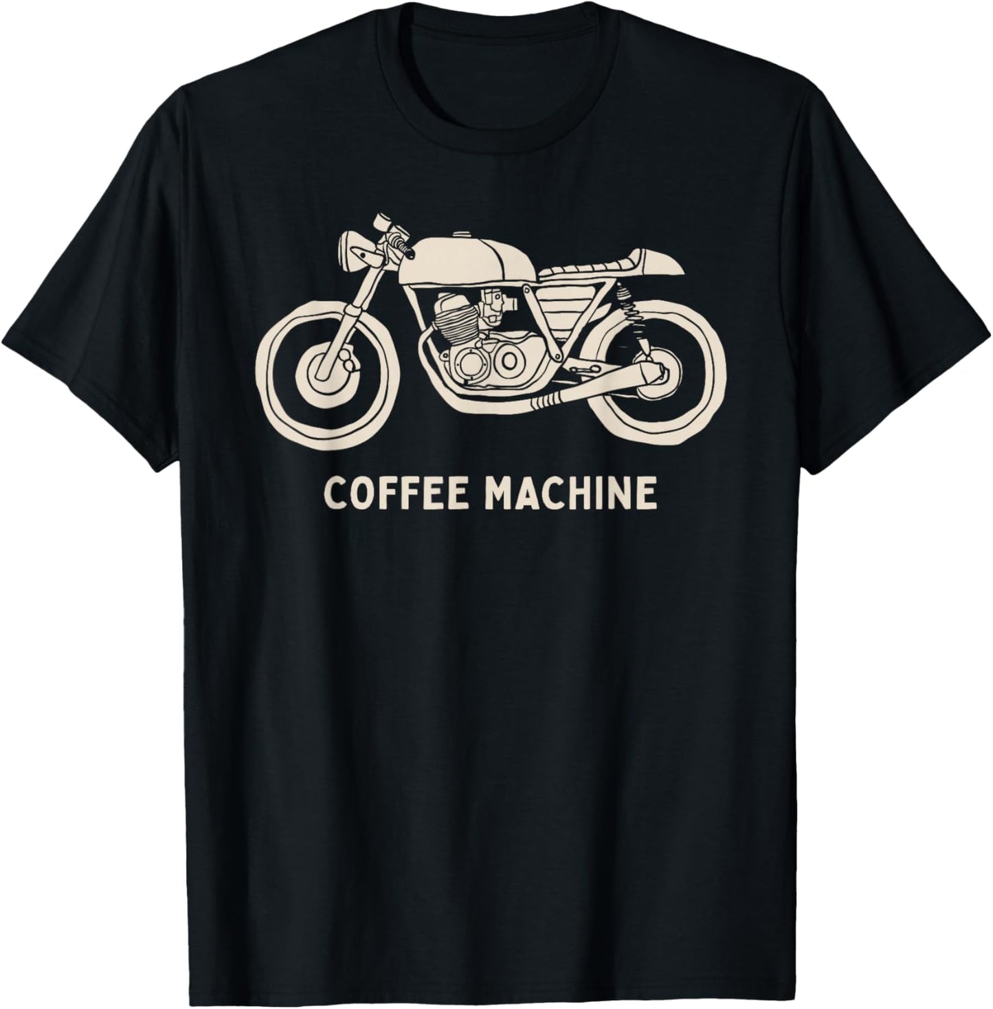 Cafe Racer Hand Drawn Motorcycle Design T-Shirt - T-Shirt | Black
