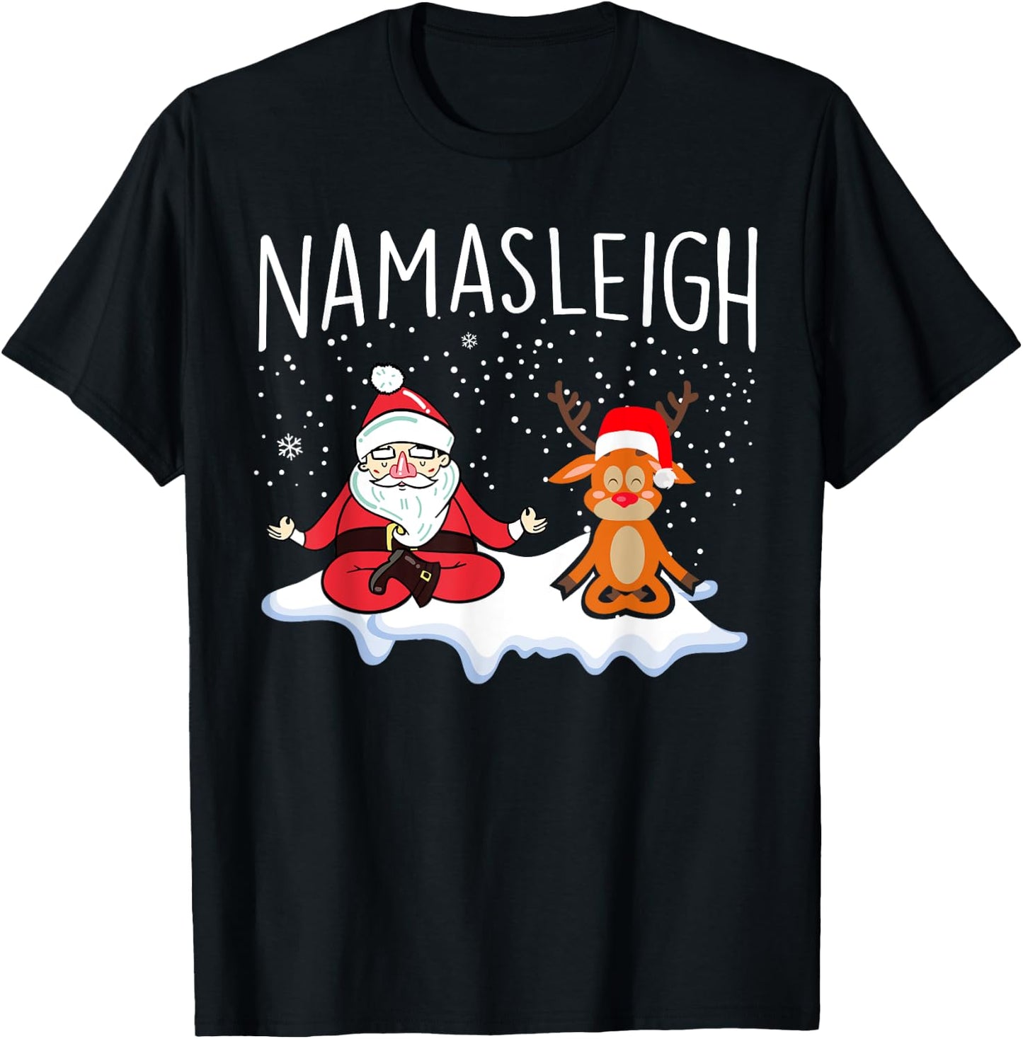 Funny Christmas Yoga Gift NamaSleigh Christmas Yoga Namaste T-Shirt - T-Shirt | Black