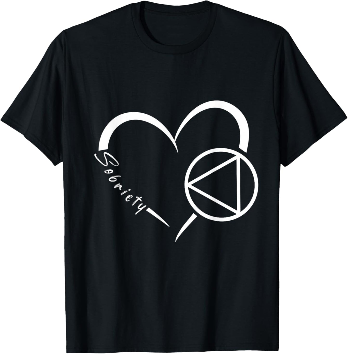 Sober Alcoholic Abstinence AA Support Sobriety Heart Love T-Shirt - T-Shirt | Black