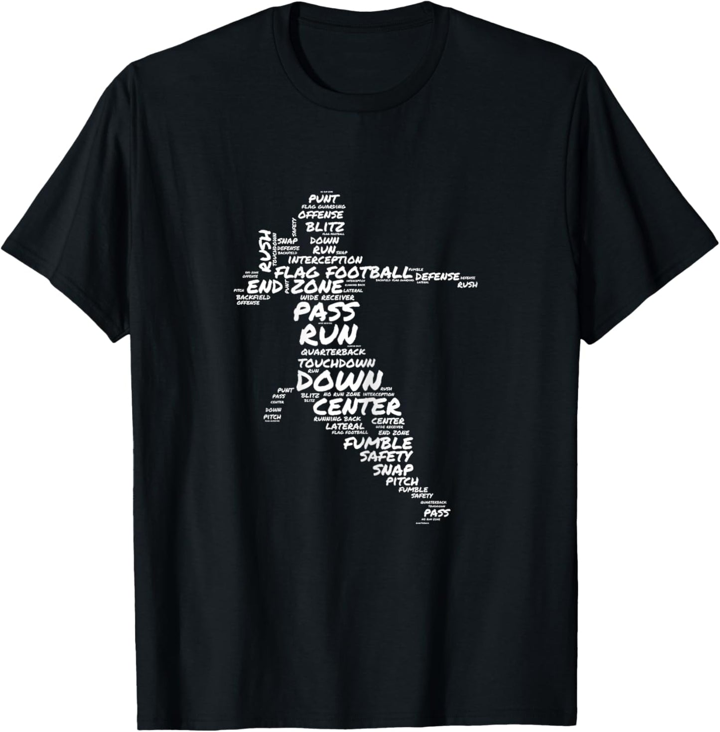 Girls Flag Football Player Word Art Typography T-Shirt - T-Shirt | Black