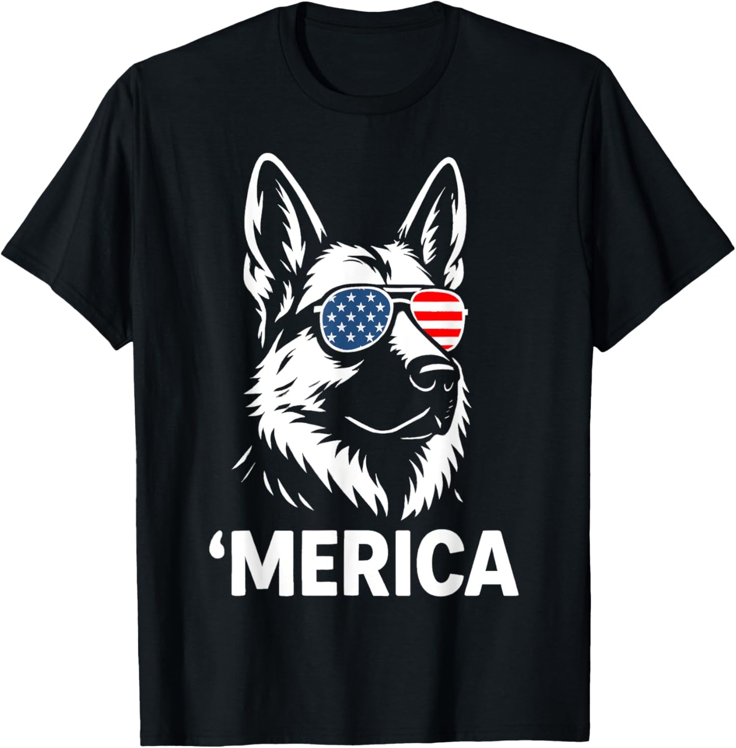 German Shepherd 4th of July Merica Men Women Kids Patriotic T-Shirt - T-Shirt | Black