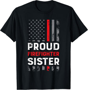 Proud Firefighter Sister Shirt for Support of Sister Brother T-Shirt - T-Shirt | Black