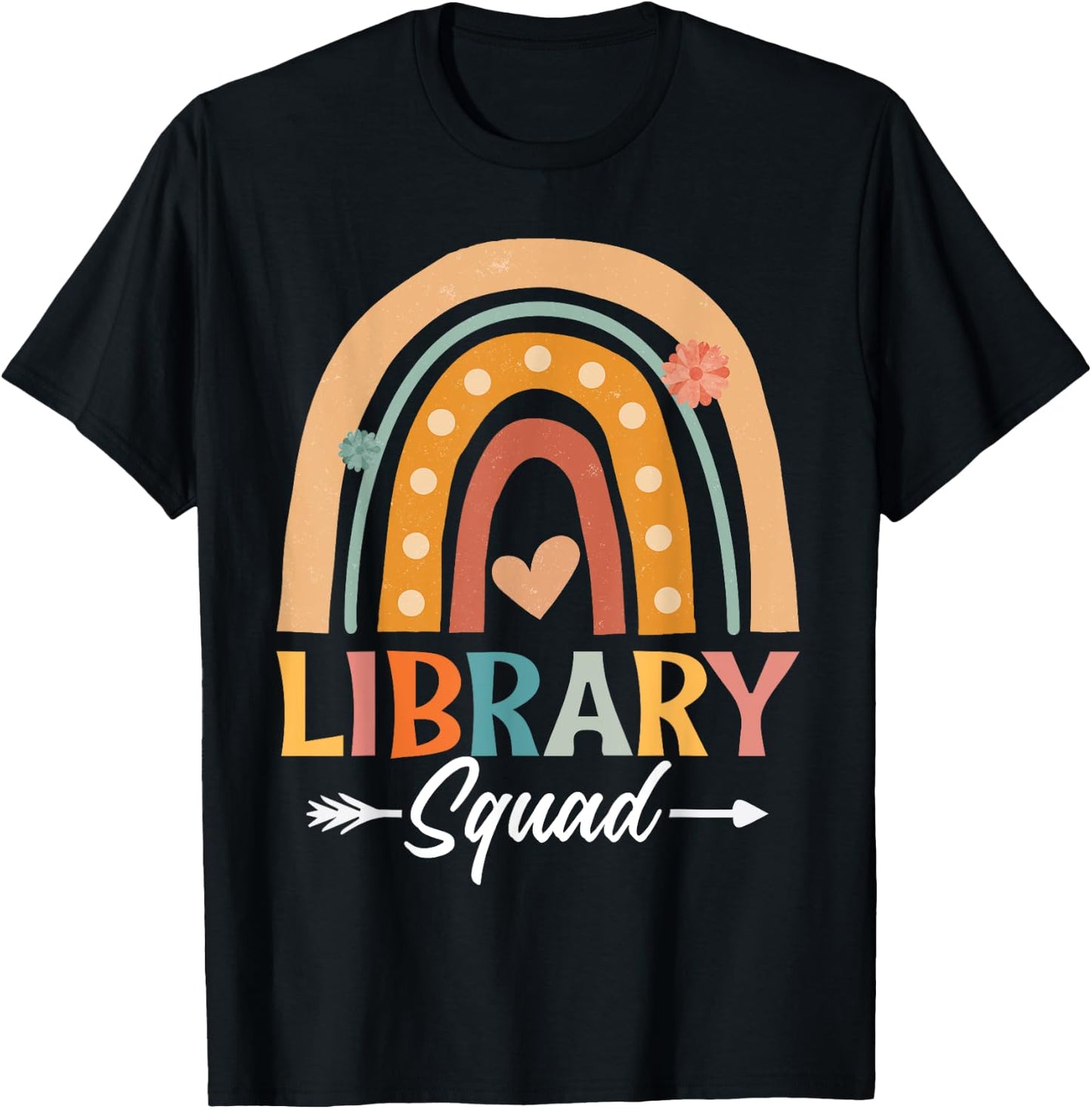 Library Squad Librarian Bookworm Book Lover Teacher Rainbow Women Girls Kids T-Shirt - T-Shirt | Black