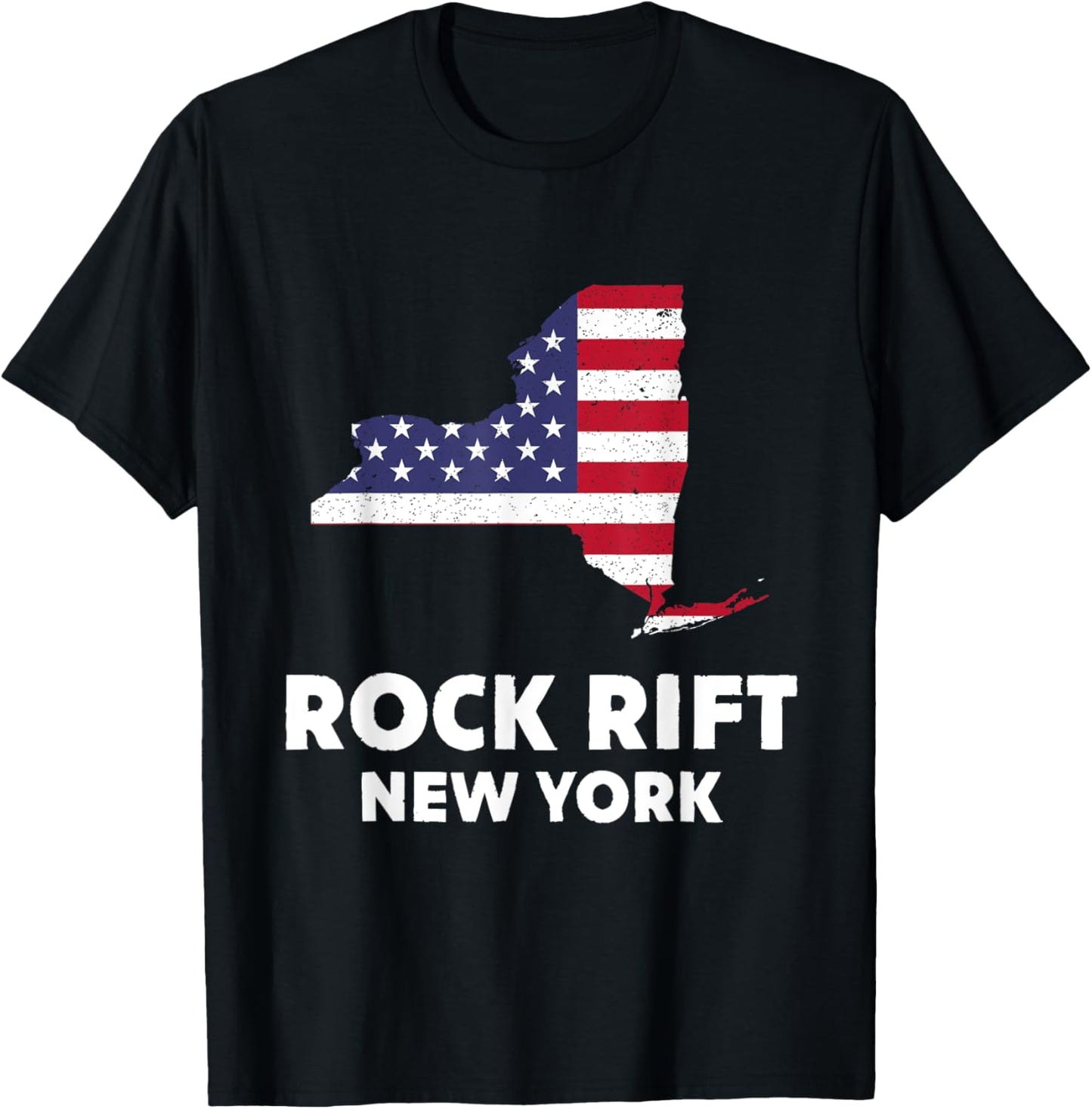 Distressed Patriotic USA Flag Rock Rift, New York Women Men T-Shirt - T-Shirt | Black