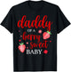 Daddy Of A Berry Sweet One Strawberry Baby First Birthday T-Shirt - T-Shirt | Black
