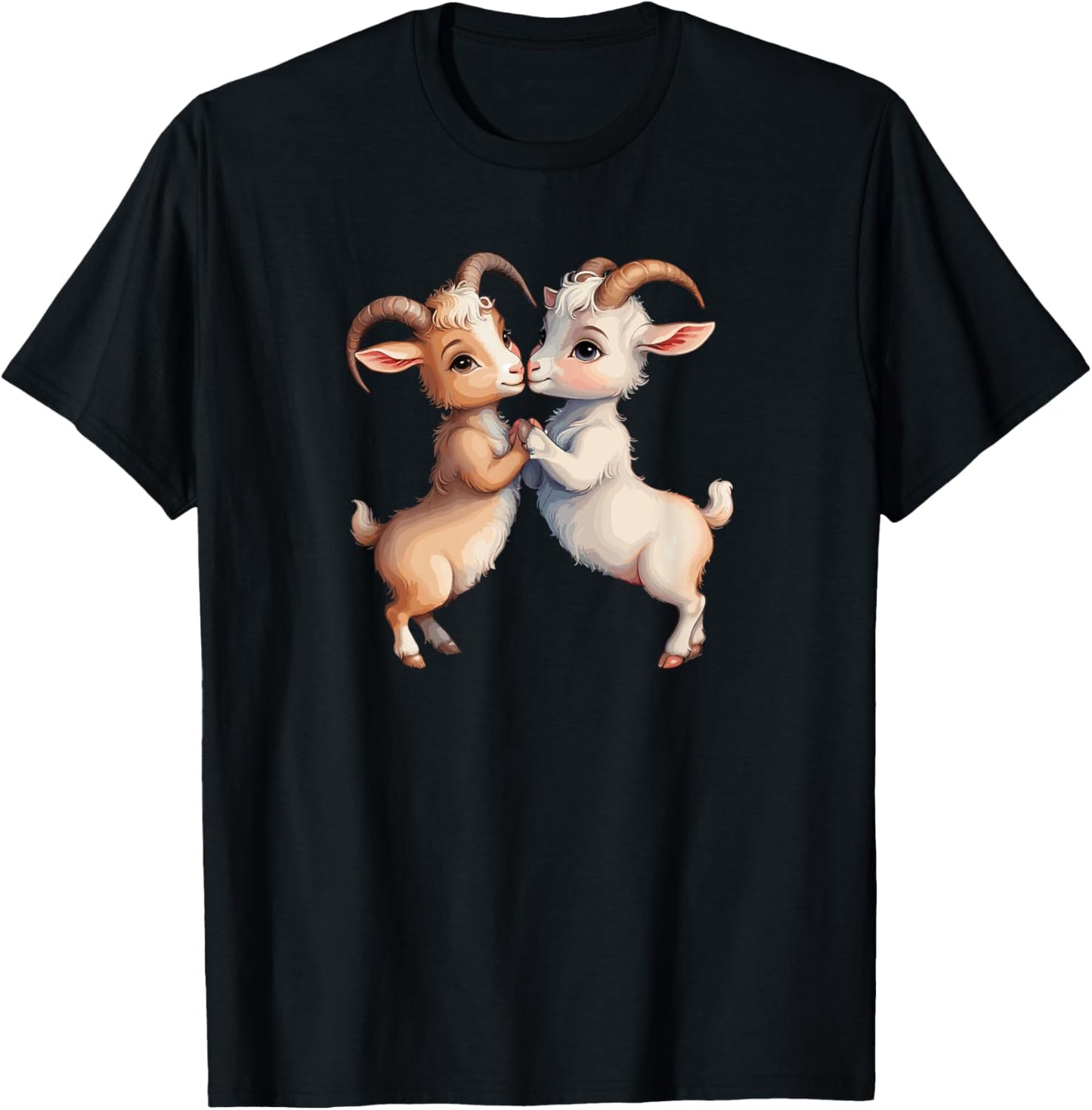 Goats Lovers Couple Kissing Cute Heart Valentine's Day T-Shirt - T-Shirt | Black